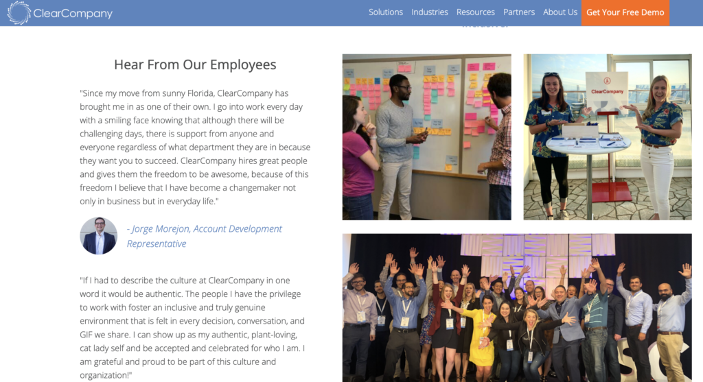 ClearCompany表扬那些能体现公司价值观的员工。
